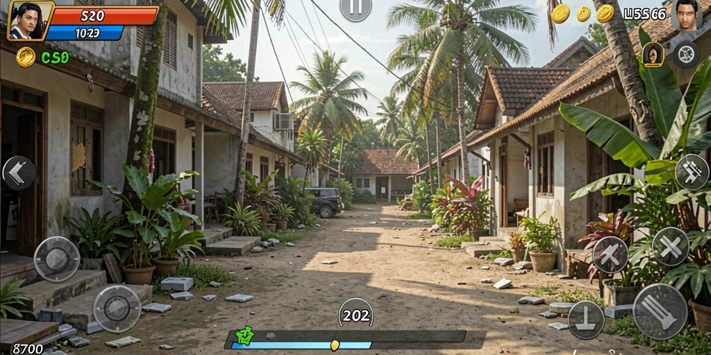 Screenshot tampilan sosial dengan interaksi antar pemain.